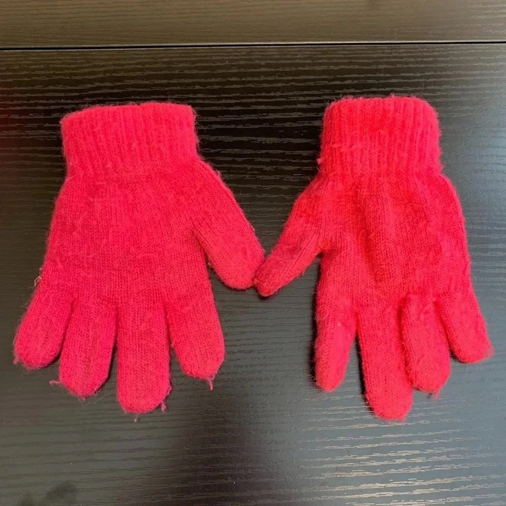Nike Youth Swoosh Knit Pom‎ Beanie Hat & Gloves Set Neon Pink/Green Girls